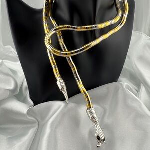 New Women Fixable Serpentine Serpent Snake Gold and Silver Wrap Necklace